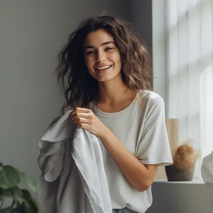 Testimonial Women with Towel